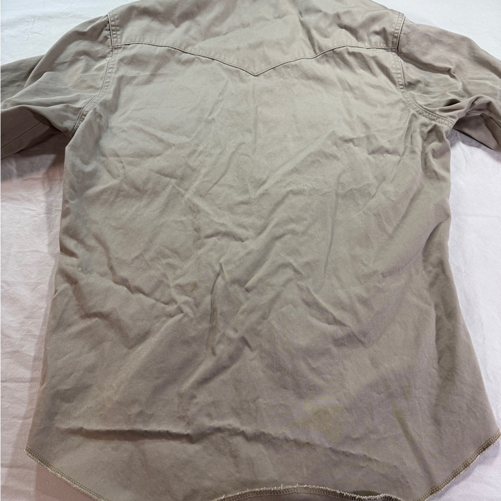 Wrangler Brushpopper Pearl Snap Western Shirt  Tan  Cowboy Mens Medium - Picture 8 of 8